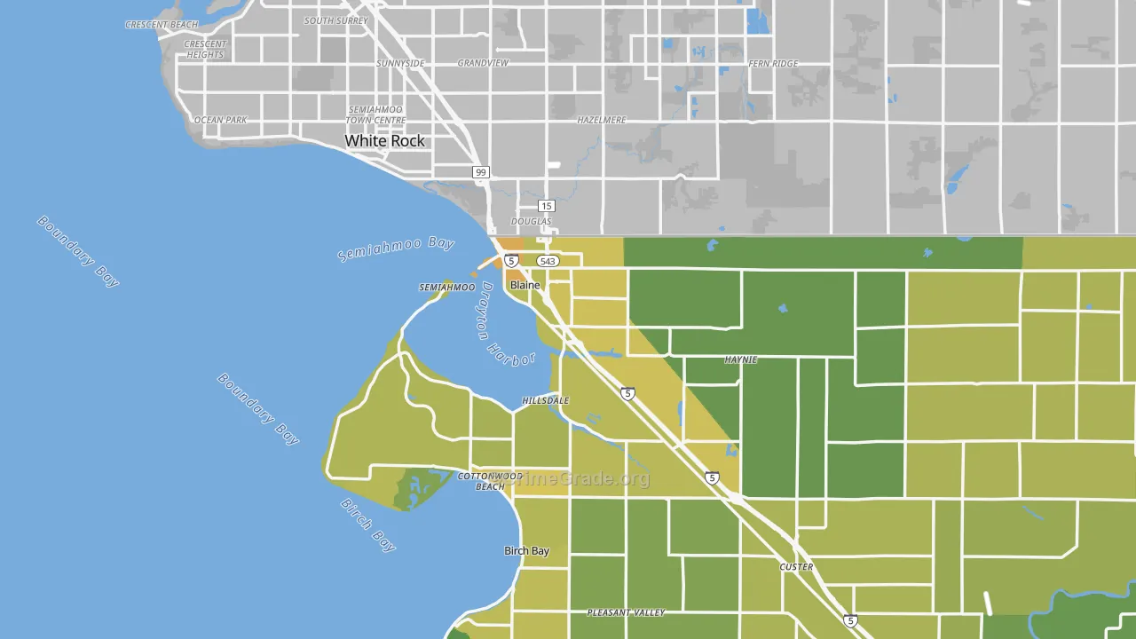 Blaine, WA Map of Vehicle Theft Rates