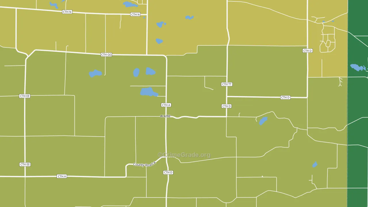 Blaine, WI Map of Vehicle Theft Rates