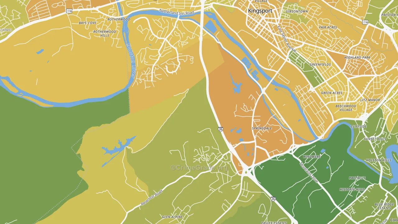Blair Gap, TN Map of Vehicle Theft Rates