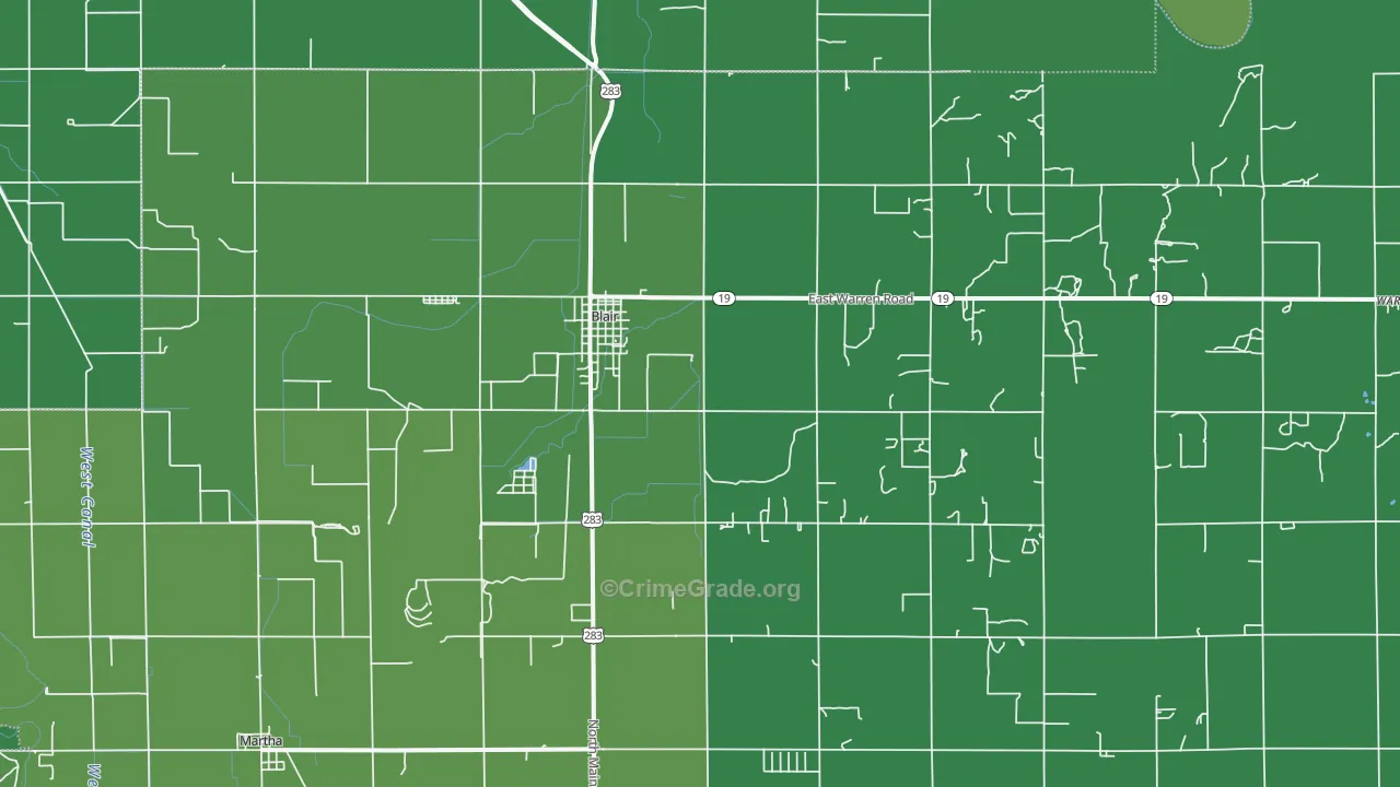 Blair, OK Map of Vehicle Theft Rates