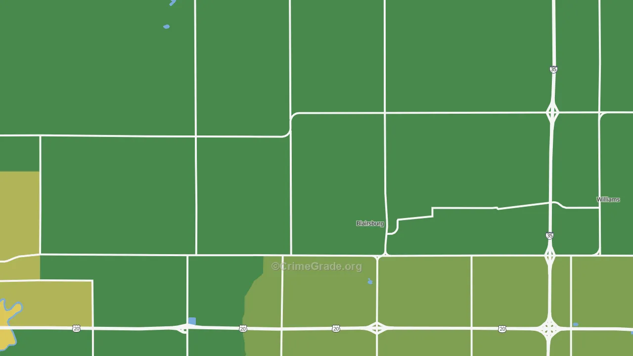 Blairsburg, IA Map of Vehicle Theft Rates