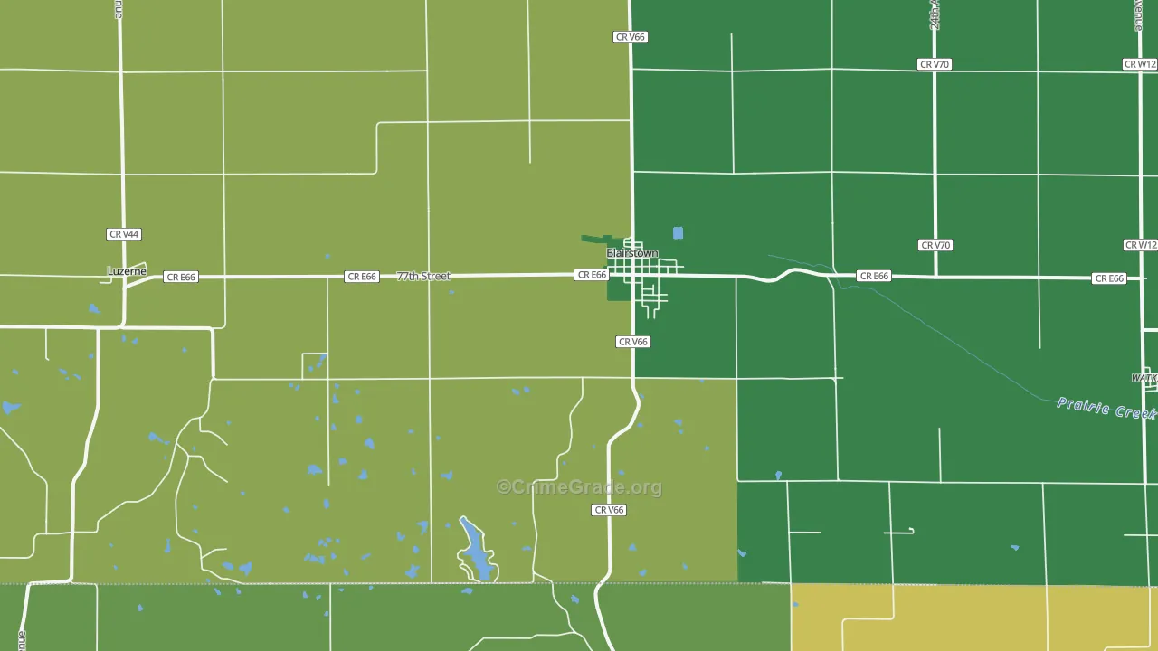 Blairstown, IA Map of Vehicle Theft Rates