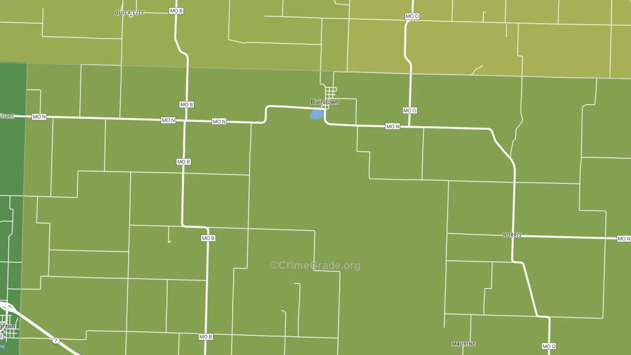 Blairstown, MO Map of Vehicle Theft Rates
