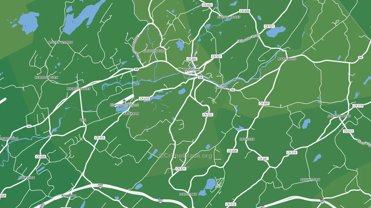 Blairstown, NJ Map of Vehicle Theft Rates