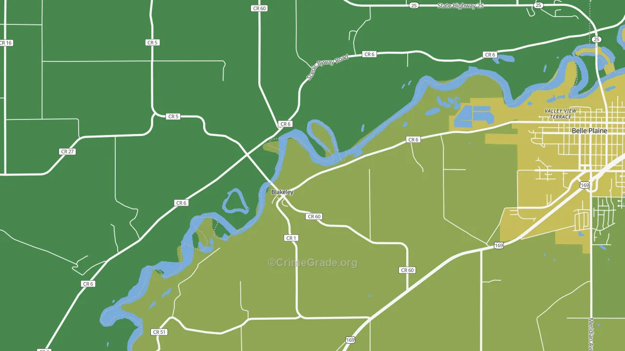 Blakeley, MN Map of Vehicle Theft Rates