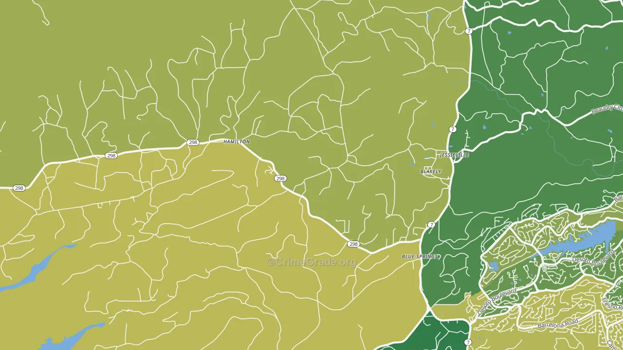 Blakely, AR Map of Vehicle Theft Rates