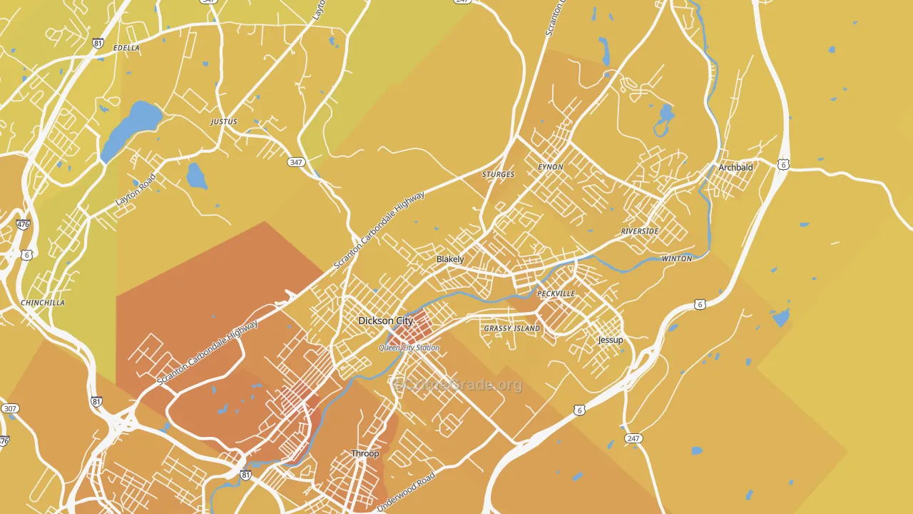 Blakely, PA Map of Vehicle Theft Rates