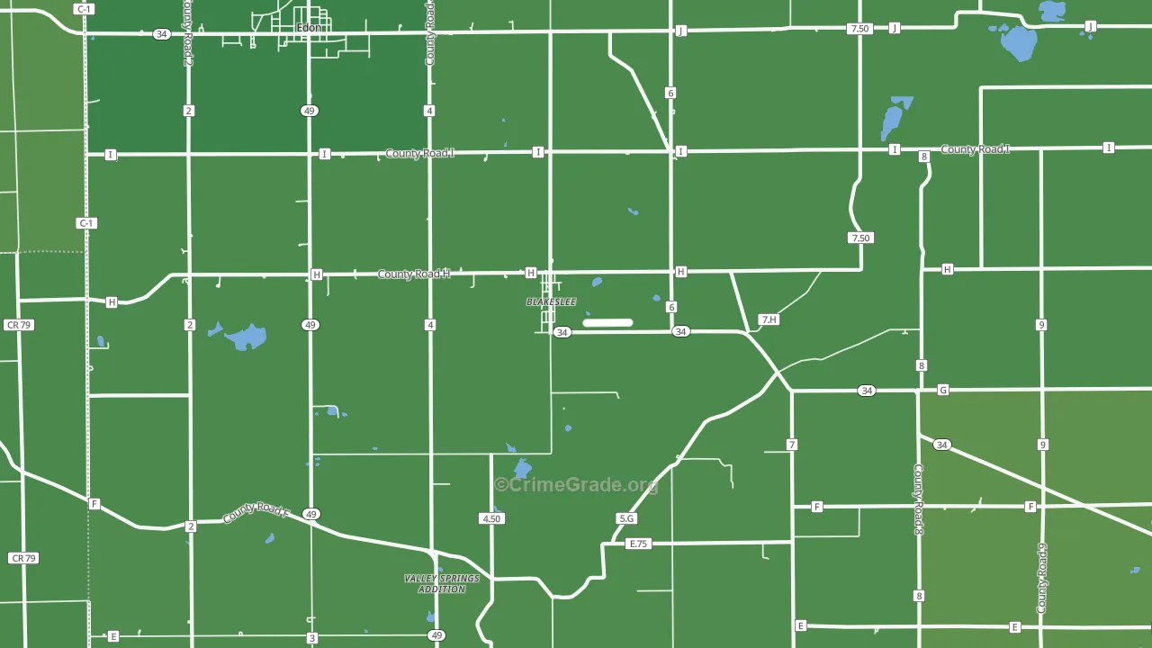 Blakeslee, OH Map of Vehicle Theft Rates