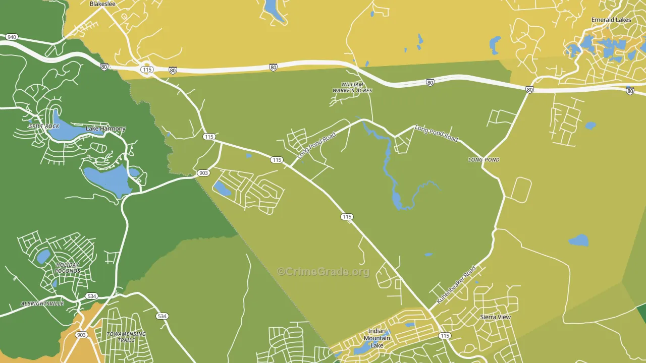 Blakeslee, PA Map of Vehicle Theft Rates