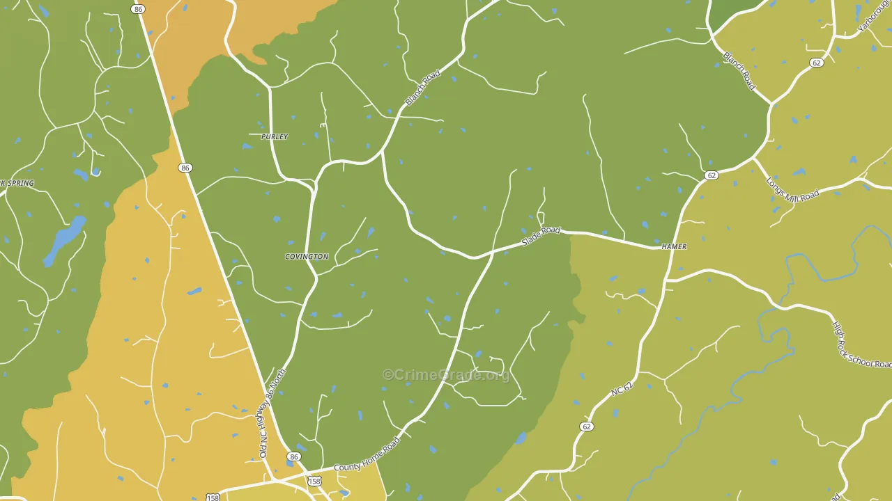 Blanch, NC Map of Vehicle Theft Rates