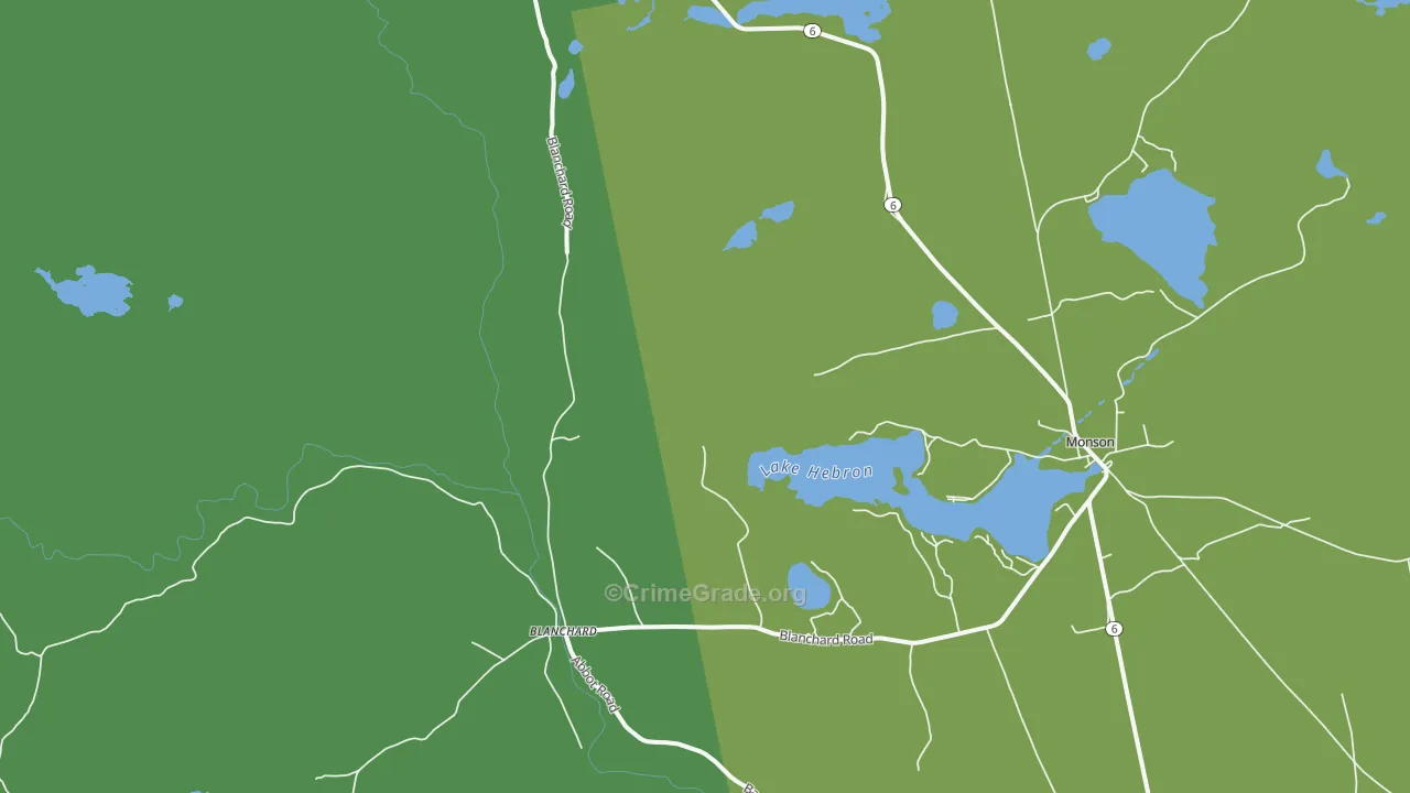 Blanchard, ME Map of Vehicle Theft Rates