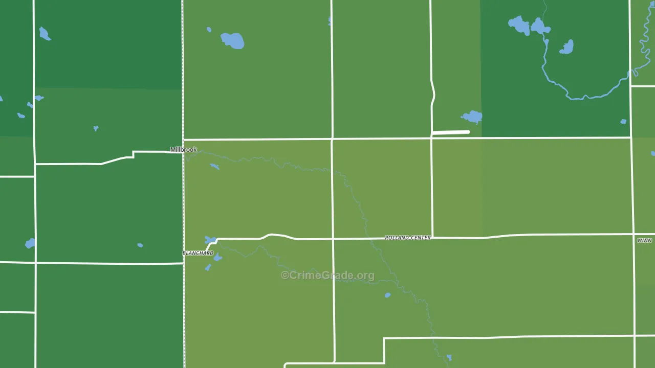 Blanchard, MI Map of Vehicle Theft Rates
