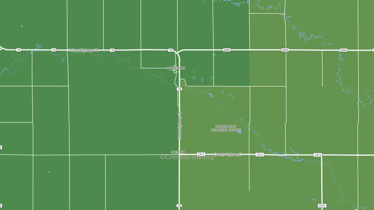Blanchard, ND Map of Vehicle Theft Rates