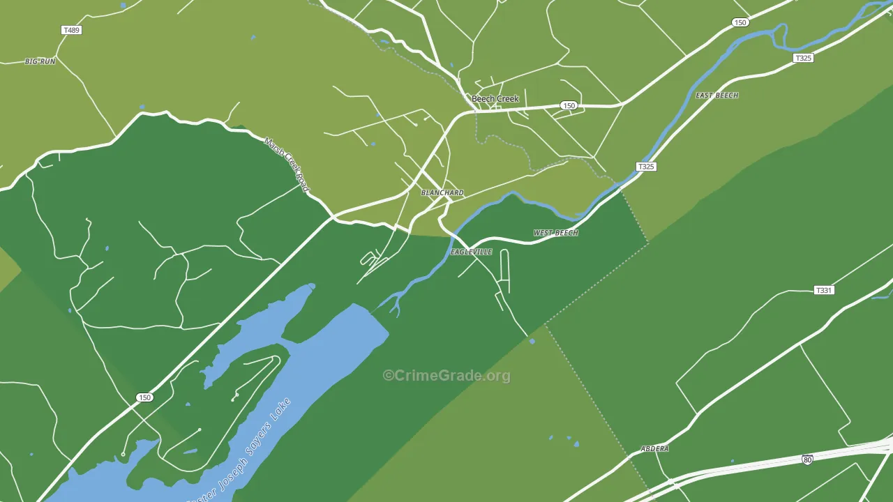 Blanchard, PA Map of Vehicle Theft Rates