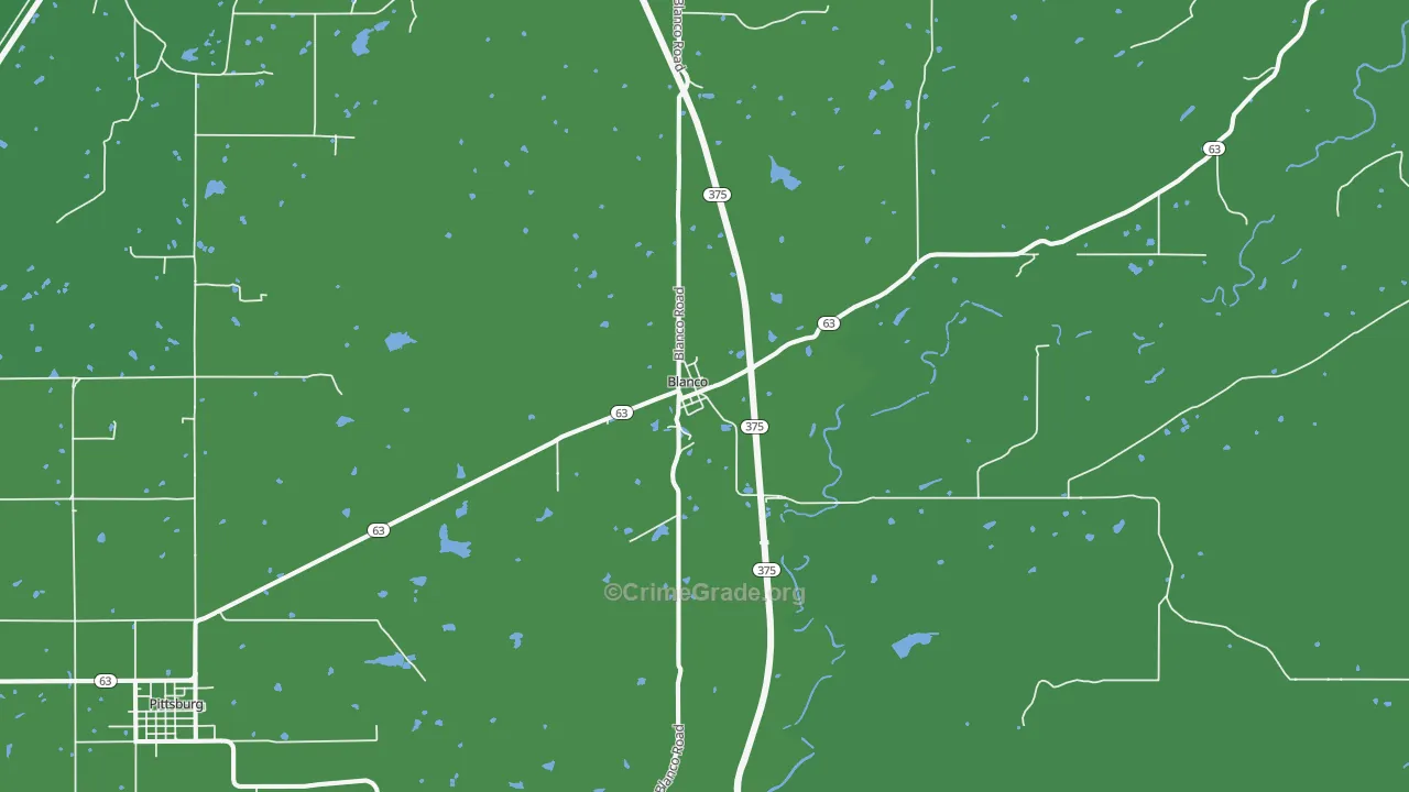 Blanco, OK Map of Vehicle Theft Rates
