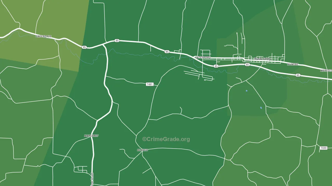 Blanco, PA Map of Vehicle Theft Rates
