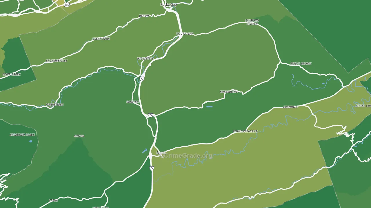 Bland County, VA Map of Vehicle Theft Rates