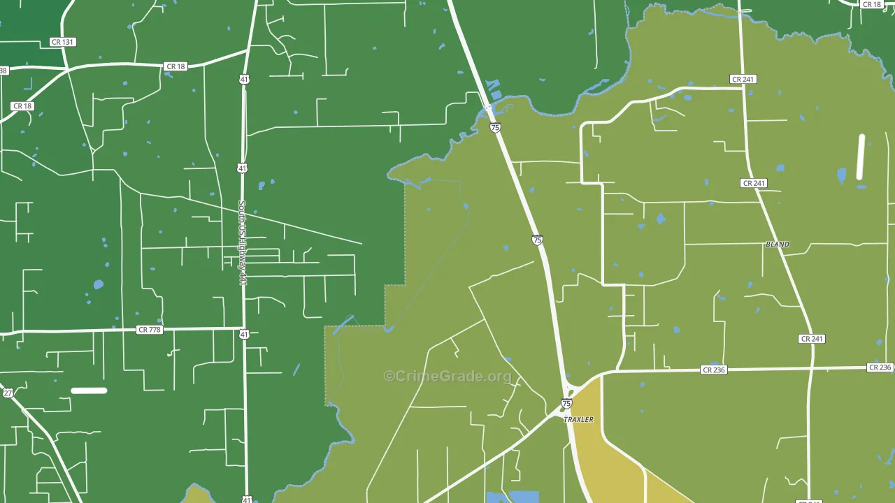 Bland, FL Map of Vehicle Theft Rates