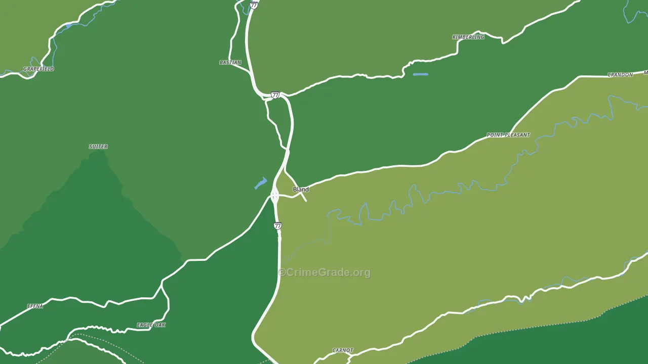 Bland, VA Map of Vehicle Theft Rates