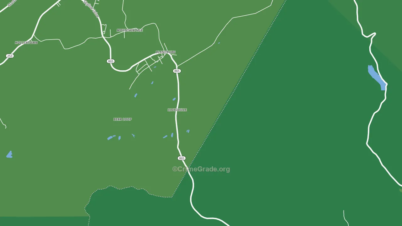 Blandburg, PA Map of Vehicle Theft Rates