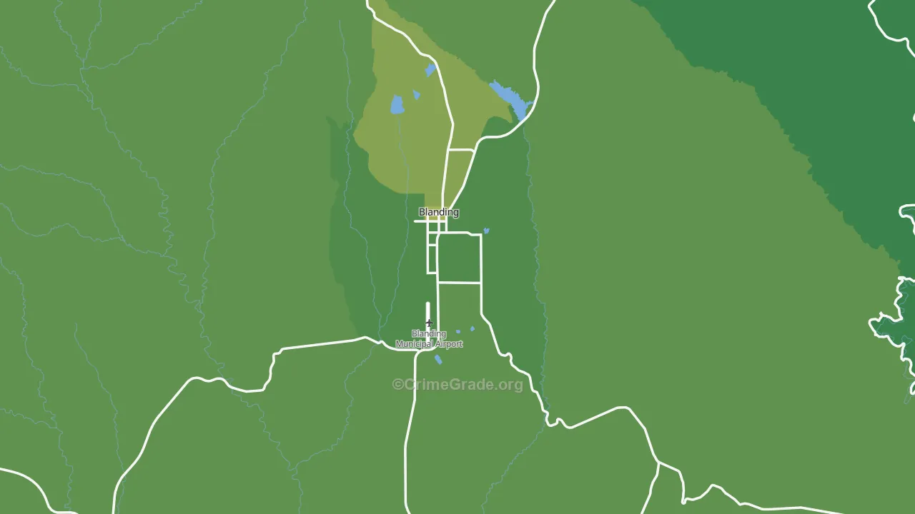 Blanding, UT Map of Vehicle Theft Rates