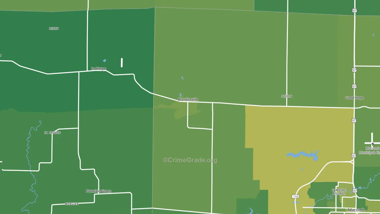 Blandinsville, IL Map of Vehicle Theft Rates