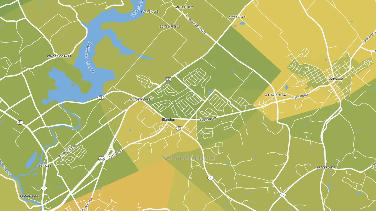 Blandon, PA Map of Vehicle Theft Rates