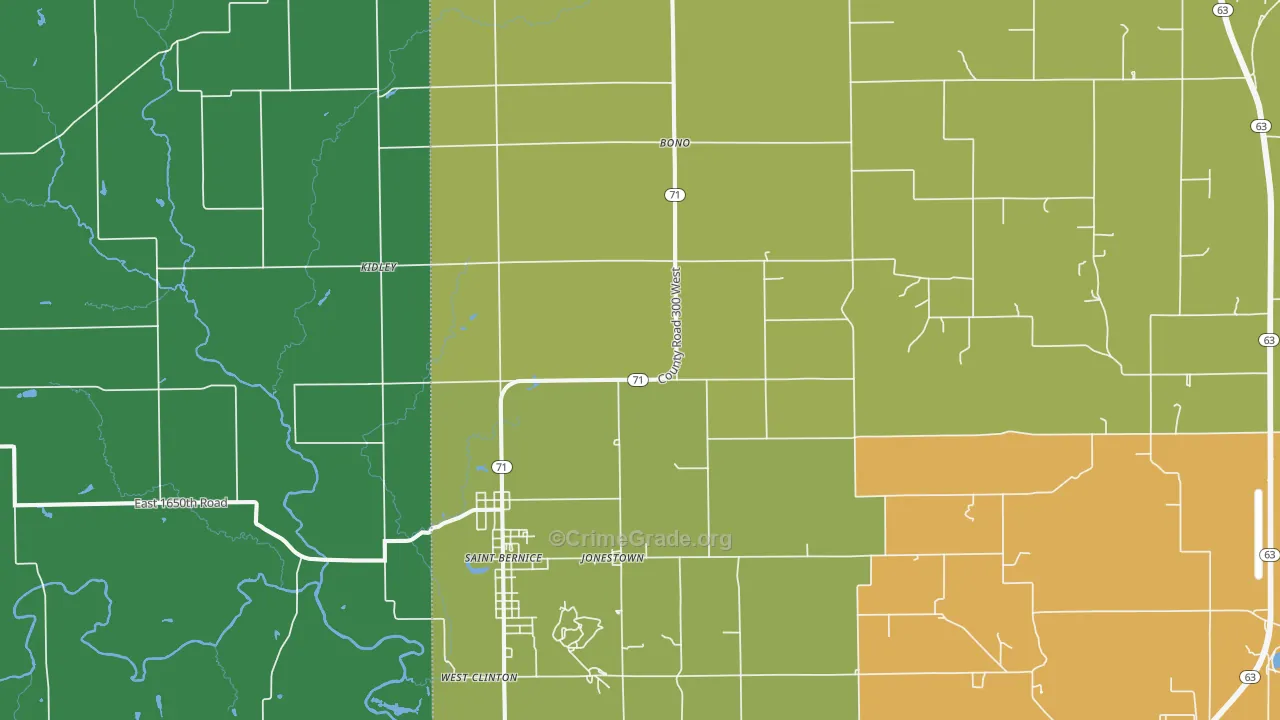 Blanford, IN Map of Vehicle Theft Rates
