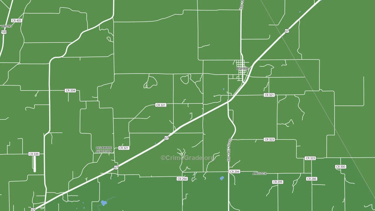 Blanket, TX Map of Vehicle Theft Rates