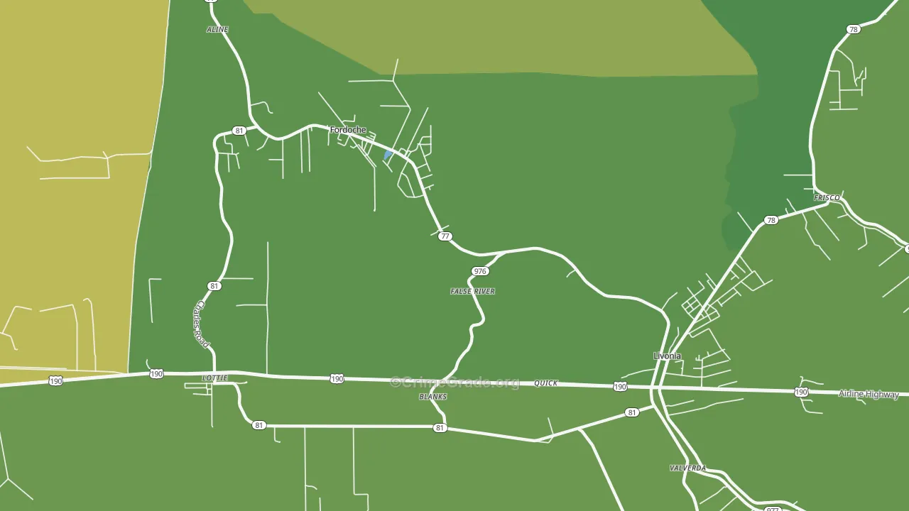 Blanks, LA Map of Vehicle Theft Rates