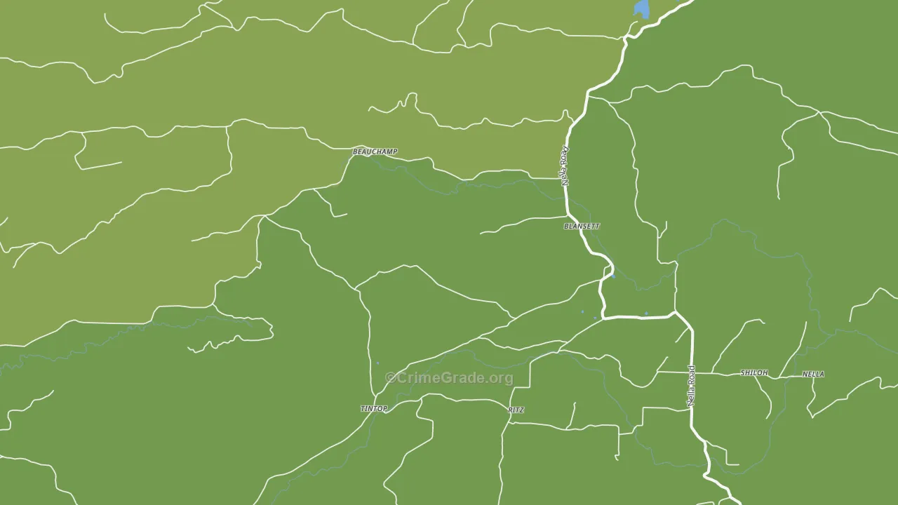 Blansett, AR Map of Vehicle Theft Rates