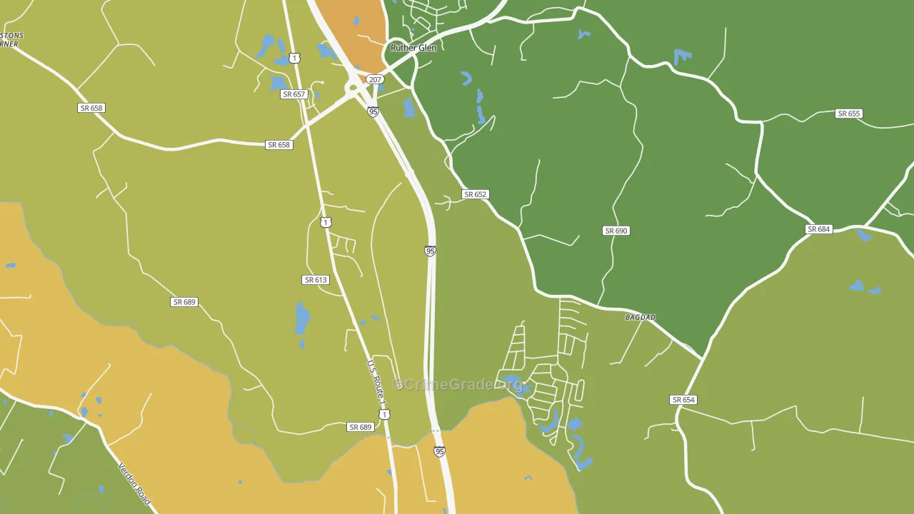 Blantons, VA Map of Vehicle Theft Rates