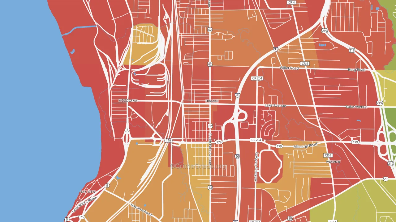 Blasdell, NY Map of Vehicle Theft Rates