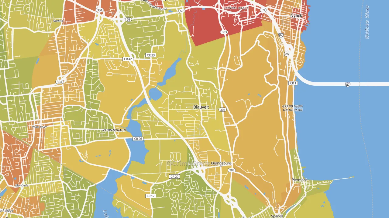 Blauvelt, NY Map of Vehicle Theft Rates