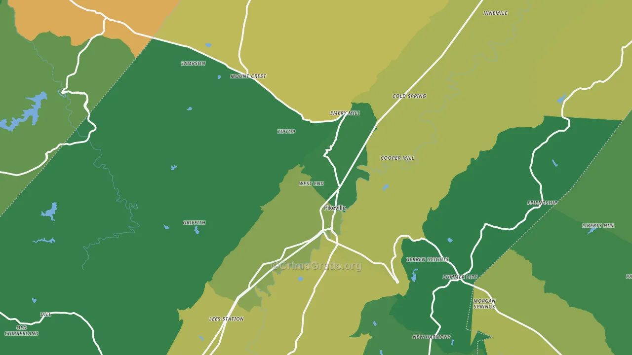 Bledsoe County, TN Map of Vehicle Theft Rates