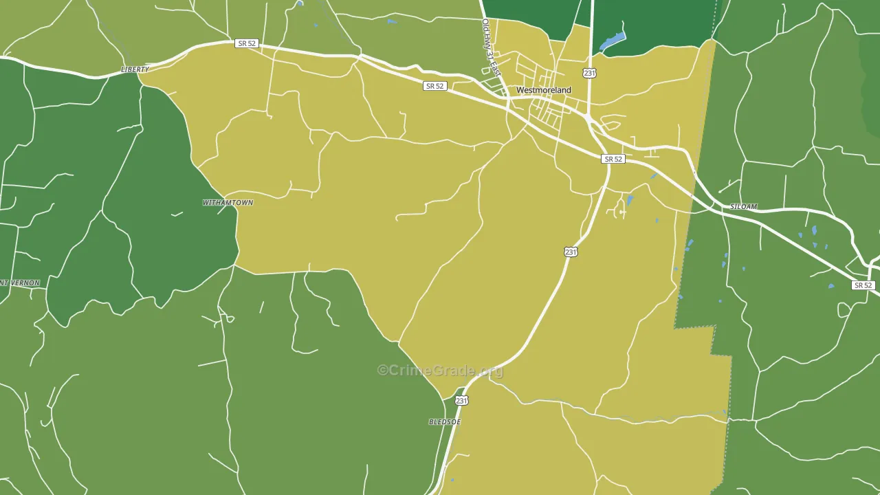 Bledsoe, TN Map of Vehicle Theft Rates