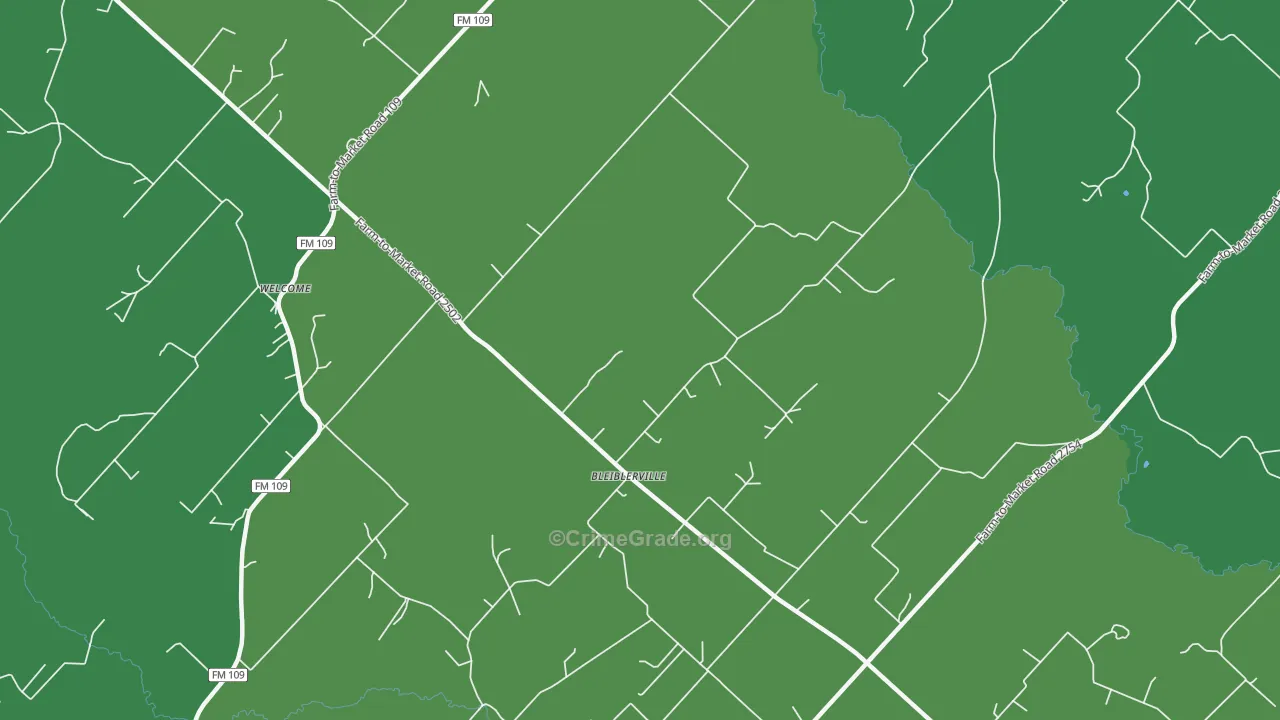 Bleiblerville, TX Map of Vehicle Theft Rates