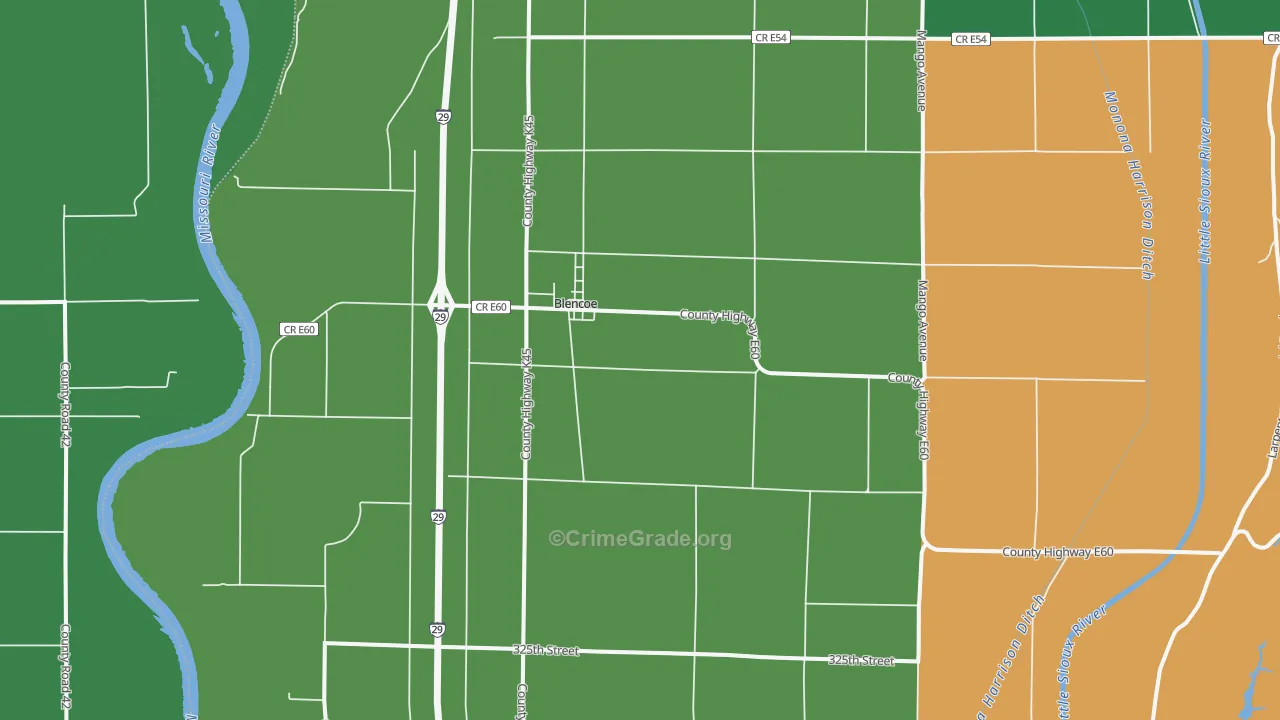 Blencoe, IA Map of Vehicle Theft Rates