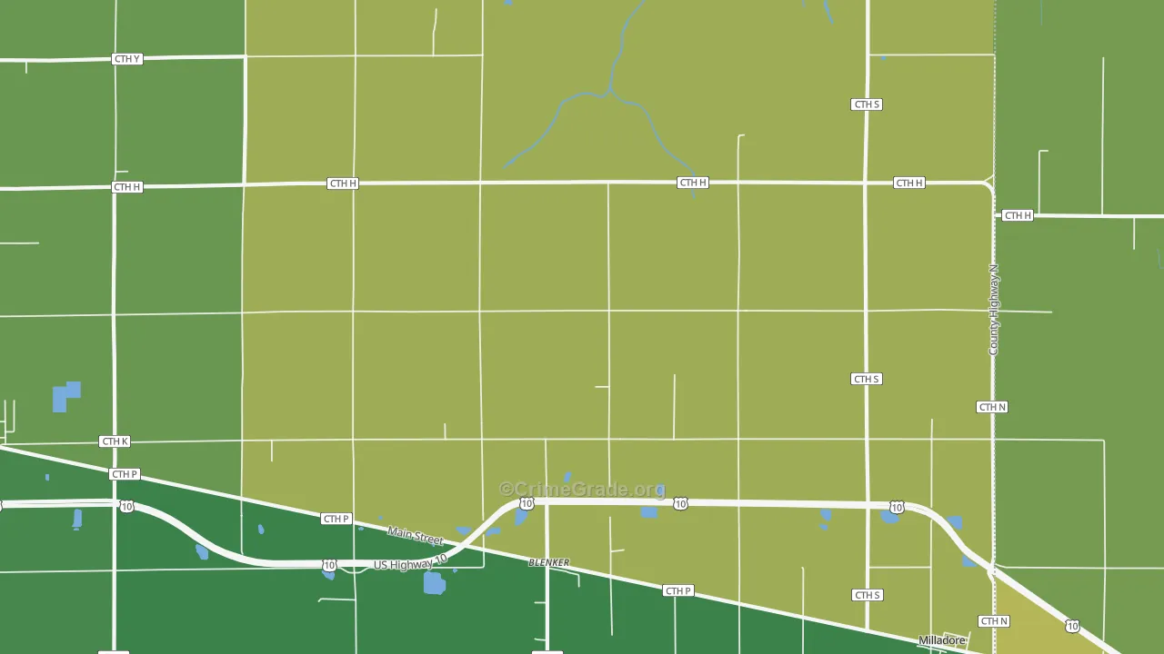Blenker, WI Map of Vehicle Theft Rates