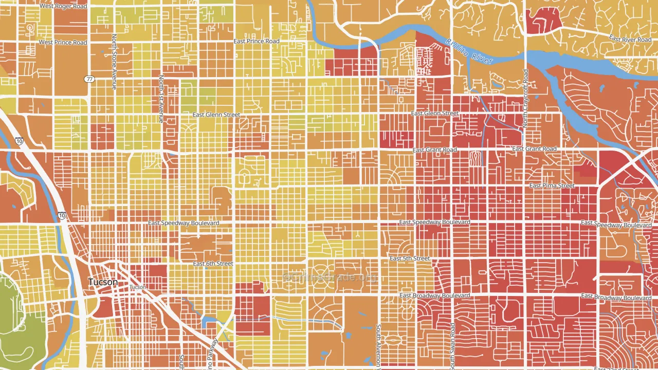 Blenman-Elm, Tucson, AZ Map of Vehicle Theft Rates
