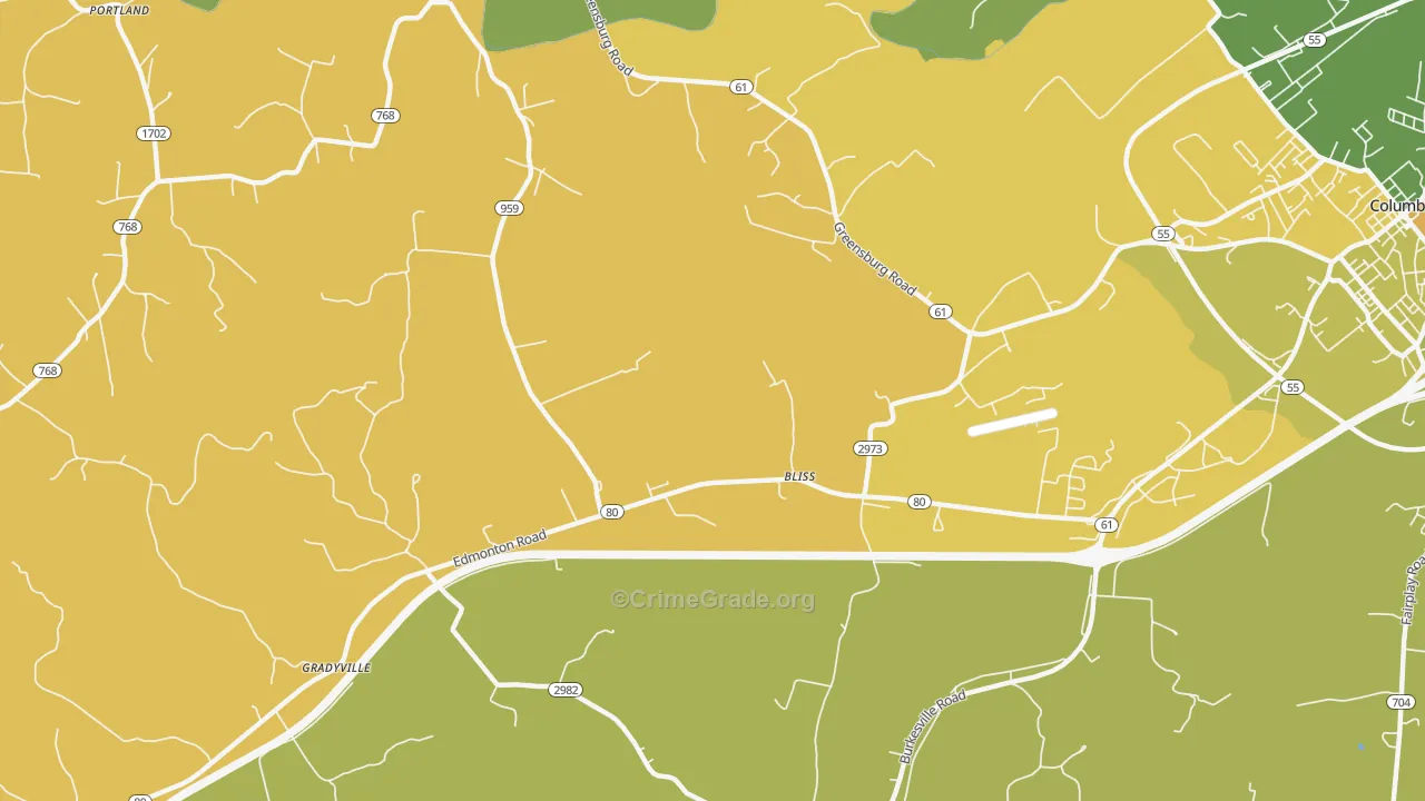 Bliss, KY Map of Vehicle Theft Rates