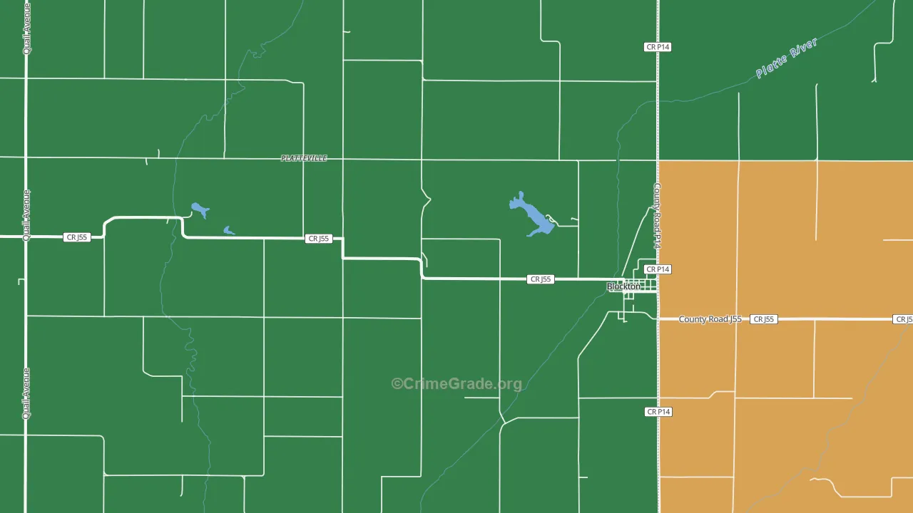 Blockton, IA Map of Vehicle Theft Rates