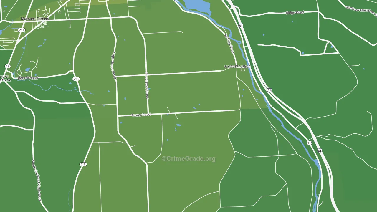 Blodgett Mills, NY Map of Vehicle Theft Rates