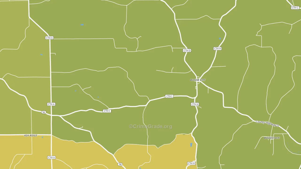 Bloom City, WI Map of Vehicle Theft Rates