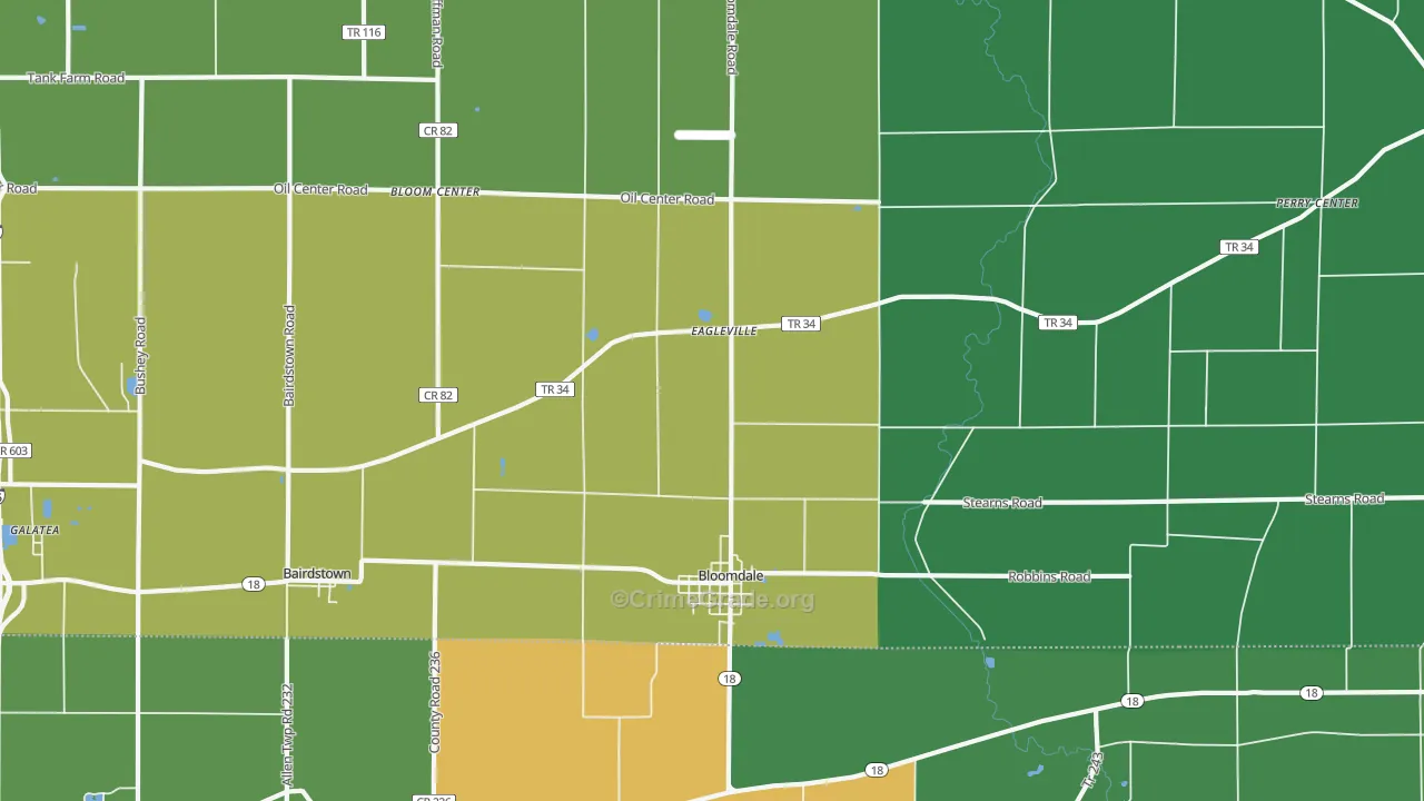 Bloomdale, OH Map of Vehicle Theft Rates