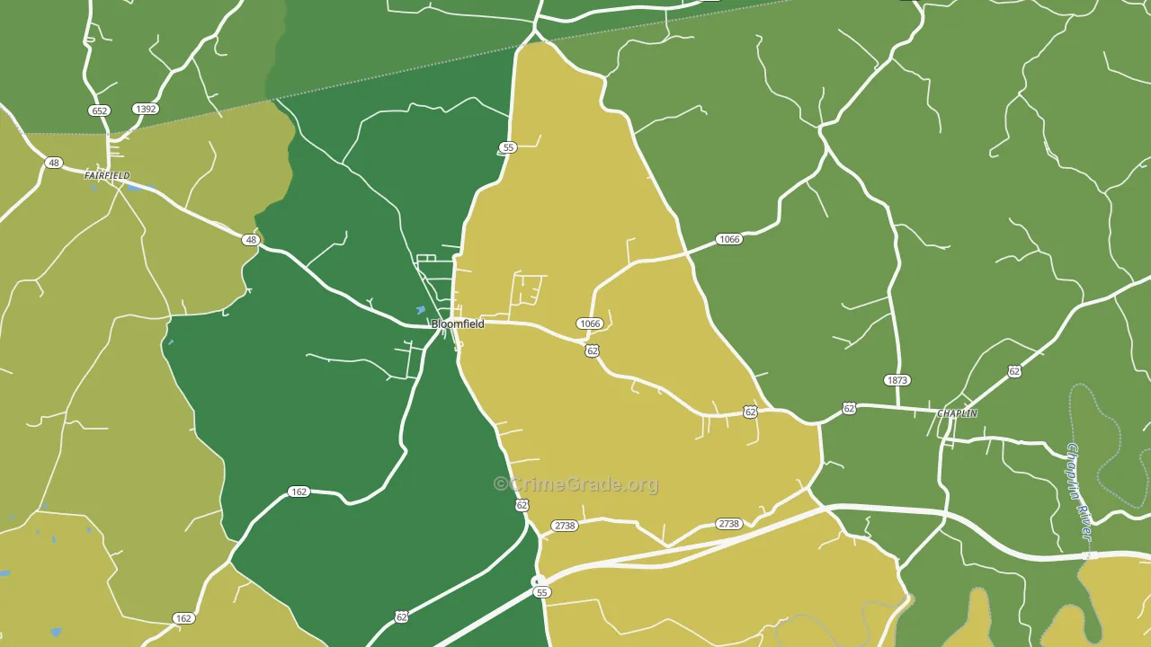 Bloomfield, KY Map of Vehicle Theft Rates