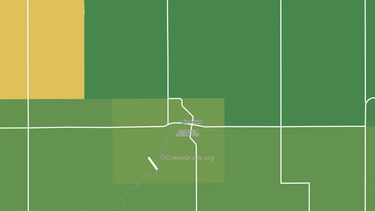 Bloomfield, NE Map of Vehicle Theft Rates