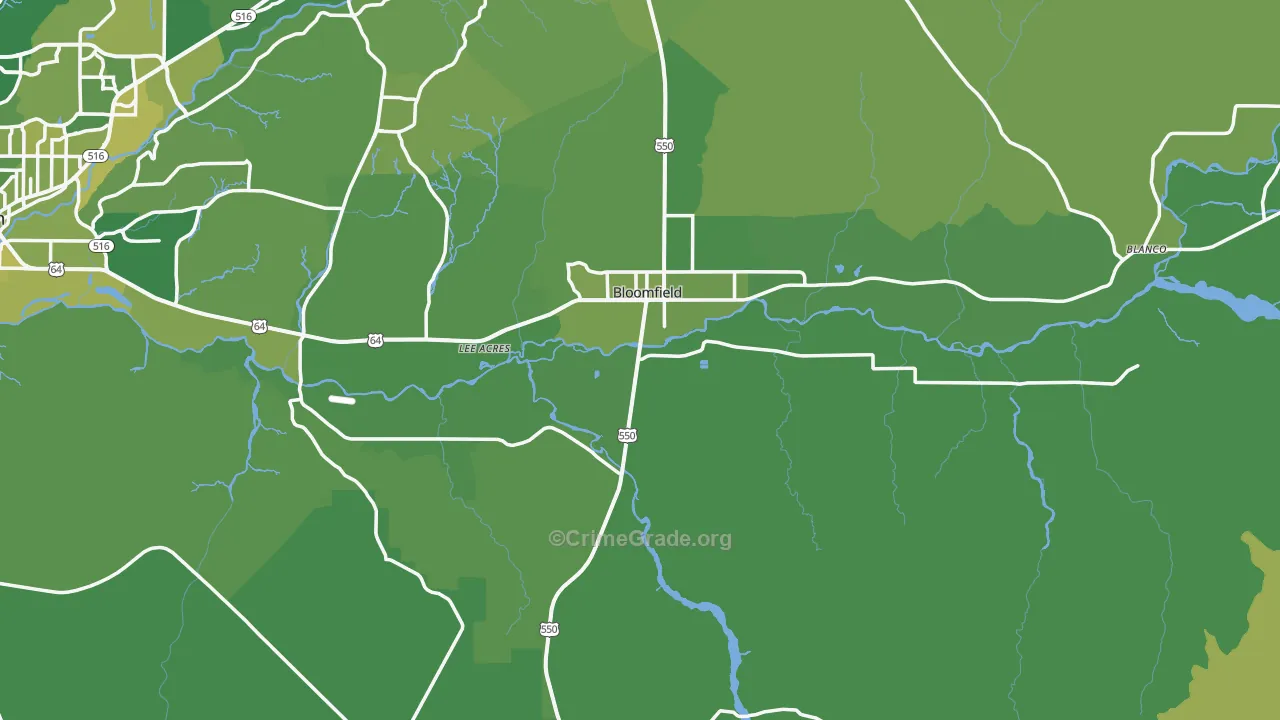 Bloomfield, NM Map of Vehicle Theft Rates