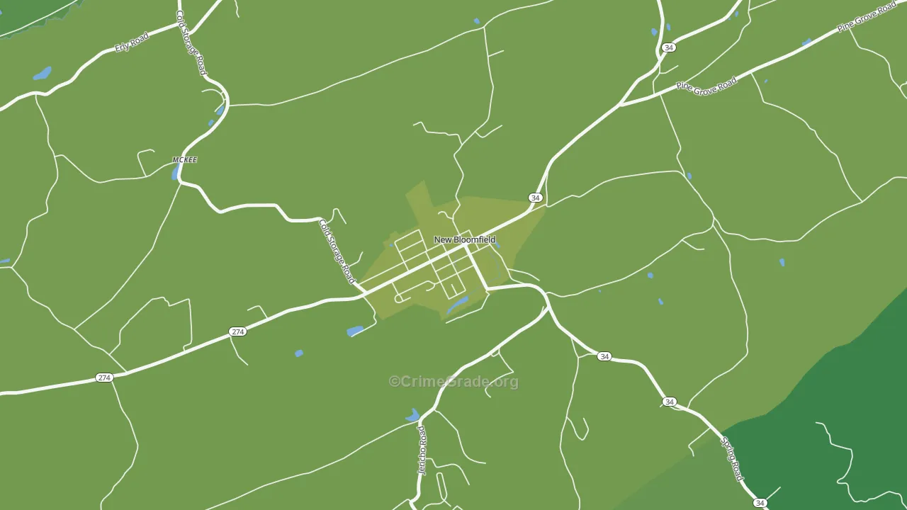 Bloomfield, PA Map of Vehicle Theft Rates