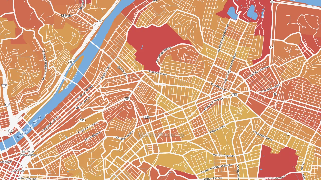 Bloomfield, Pittsburgh, PA Map of Vehicle Theft Rates